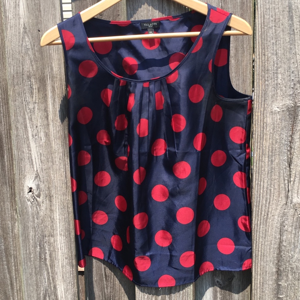 Talbots navy and red dot shell